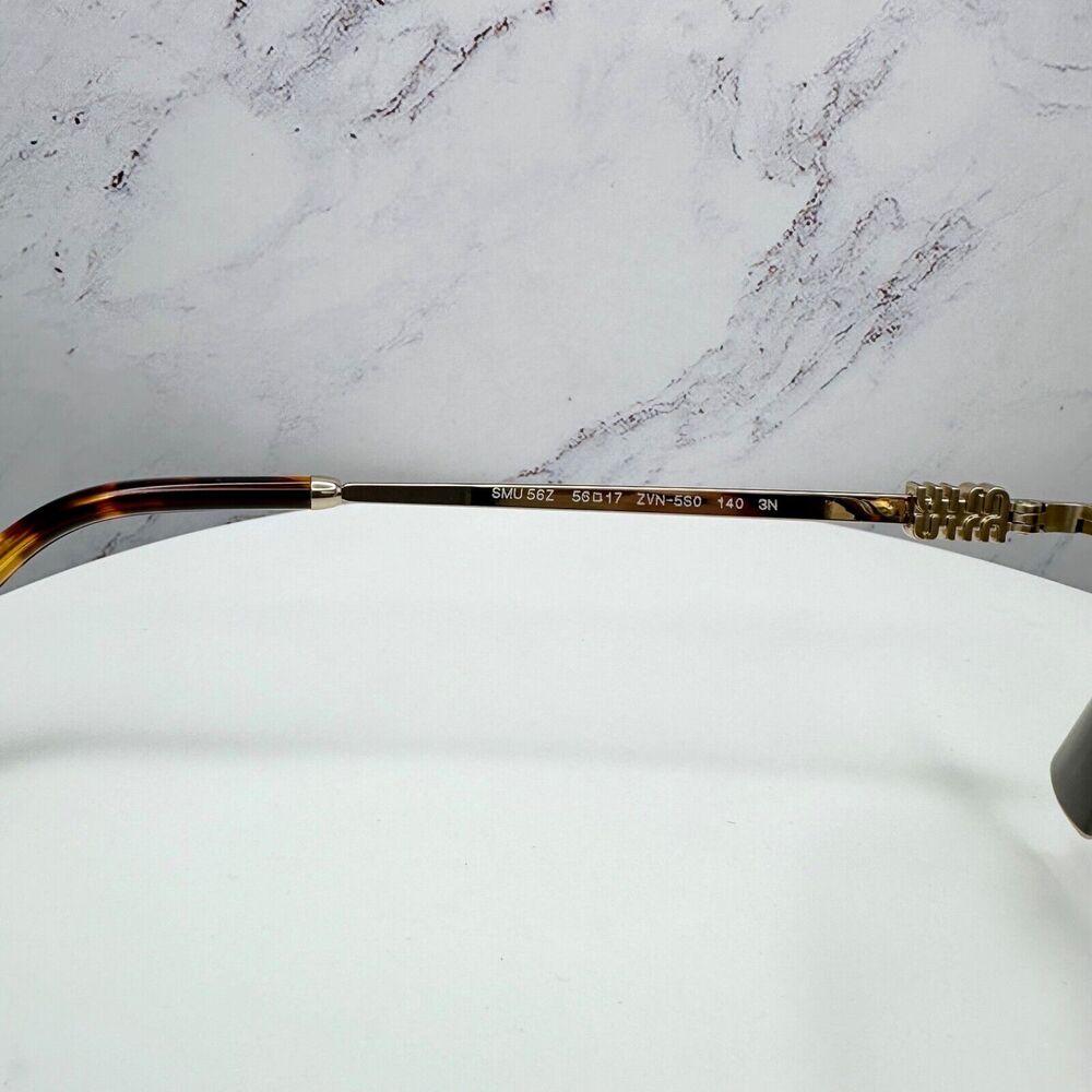 New MIU MIU Runway Hexagon Geometric Gold Metal S… - image 8